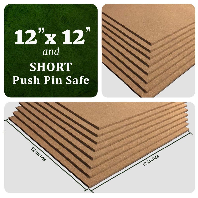 Classic Mules Cork Board Tiles - 8 Pack Square - 12" x 12" - 1/4" Thick Cork Tiles - Premium Natural Cork for Bulletin Board, Display or Mini Wall - 72 Self Adhesive Squares Included - Image 2